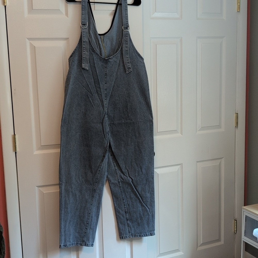 Women's Jean Denim Overall Baggy Jumpsuit Onesie with Pockets - Picture 5 of 9
